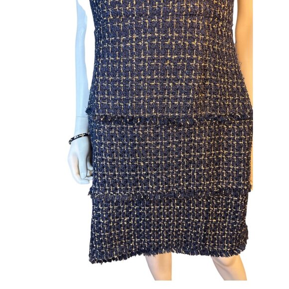 Sail to Sable Fringe Trim Wool Blend Fit & Flare Navy Dress MSRP $288 Size M NWT - Picture 4 of 8